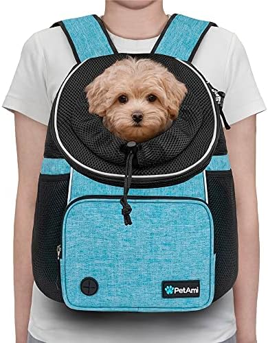 PetAmi Front Carrier Backpack for Dogs and Cats, Adjustable Ventilated Pet Chest Carrier for Hiking Camping Travel, Small Medium Dog Puppy Large Cat Carrying Bag, Max 10 lbs, Teal Blue - Image 2