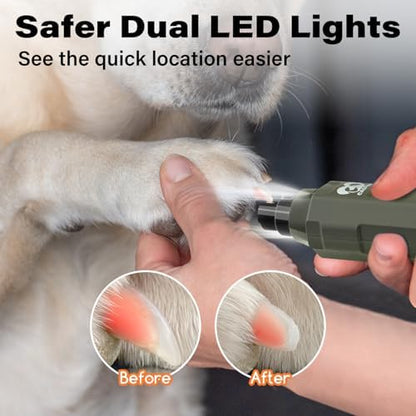 Casfuy 6-Speed Dog Nail Grinder - Newest Enhanced Pet Nail Grinder Super Quiet Rechargeable Electric Dog Nail Trimmer Painless Paws Grooming & Smoothing Tool for Large Medium Small Dogs (Army Green) - Image 3