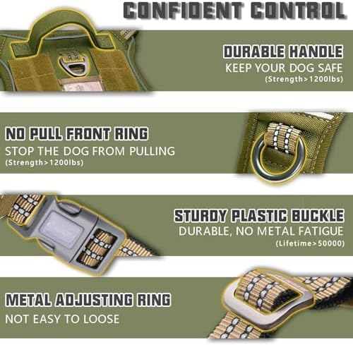 AUROTH Tactical Dog Harness for Large Dogs No Pull Adjustable Pet Harness Reflective K9 Working Training Easy Control Pet Vest Military Service Dog Harnesses - Image 3