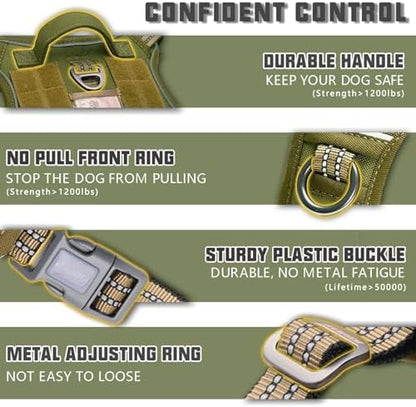 AUROTH Tactical Dog Harness for Large Dogs No Pull Adjustable Pet Harness Reflective K9 Working Training Easy Control Pet Vest Military Service Dog Harnesses - Image 3
