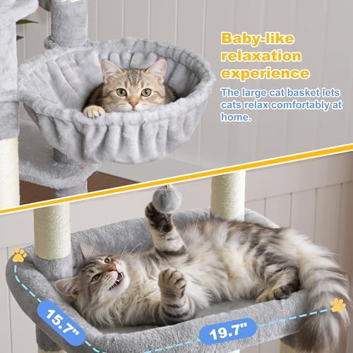 Hey-brother Cat Tree Tower with Multi-Level Platforms, Cozy Condos, MPJ085W - Image 3