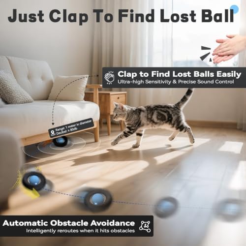 Interactive Cat Toy for Indoor Cats, Motion Activated Ball &7-Hole Maze Mat - Image 5