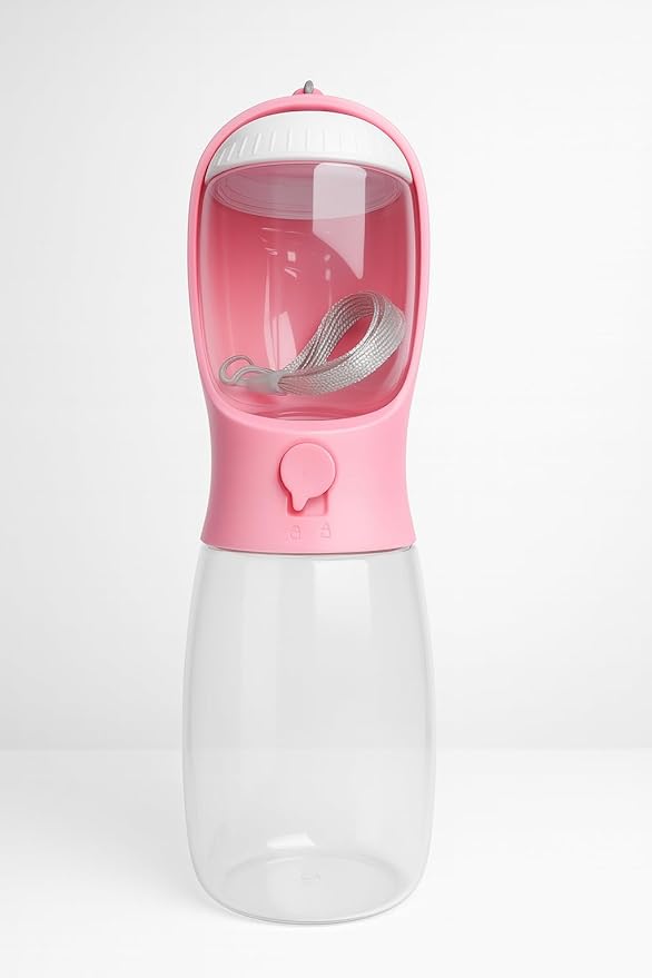 Dog Water Bottle for Walking, Portable Pet Water Dispenser, Leak-Proof Travel Bottle for Dogs and Cats Pink19 oz by CarpathianTradeCo