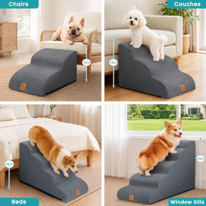 Dog Stairs for Small Dogs and Cats, 2-Step Dog Steps for Couch, 11.8" H - Image 2