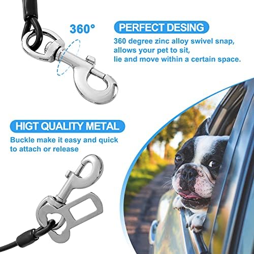 Dog Seat Belt Harness for Car,2pcs Dog Seatbelt of Coated Wire Leash Safety Restraint,No Chew Tether Cable Vehicle Dogs Accessories,Double Clips & Latch (2 Pack Black, 24 inch/60 CM) - Image 6