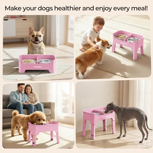 URPOWER Mess Proof Elevated Dog Bowls, Splash Guard Raised Bowl Stand - Image 7