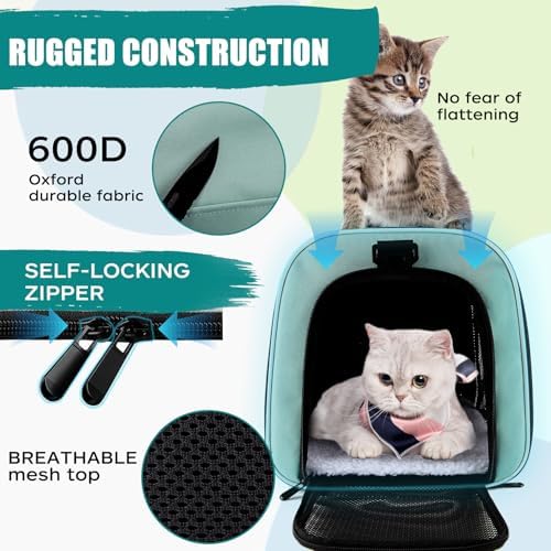 Cat, Dog Carrier for Small Medium Pet Carriers Up to15Lbs, Cats Carrier Soft- Sided Puppy Dogs Bag Portable Foldable Airline Approved Carrier Travel (Green 18 * 11 * 11) - Image 3