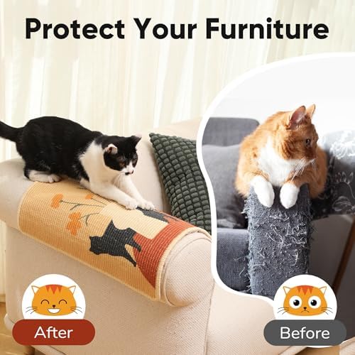 FUKUMARU Sisal Cat Scratching Mat, 23.6 x 15.7 Inch Cat Scratch Pad, Flower - Image 6