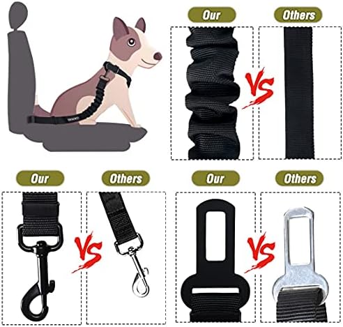 COOYOO Dog Seat Belt,3 Piece Set Retractable Dog Car Adjustable Seatbelts for Vehicle Nylon Pet Safety Heavy Duty & Elastic & Durable Car Harness for Dogs - Image 4