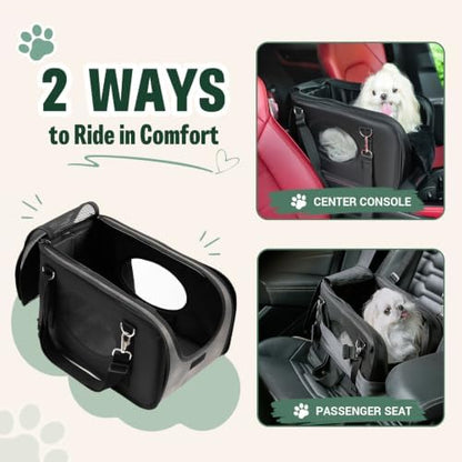 Center Console Dog Car Seat for Small Dogs & Cats Under 15lbs Black - Image 4