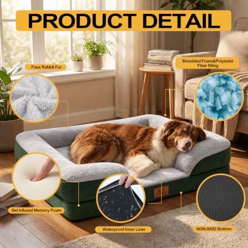 Orthopedic Dog Beds Large Sized Dog, Memory Foam Dog Bed Couch, 36"L - Image 5