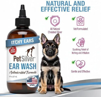 PetSilver Natural Ear Wash Cleaner for Dogs & Cats, Infections, 8 fl oz - Image 2