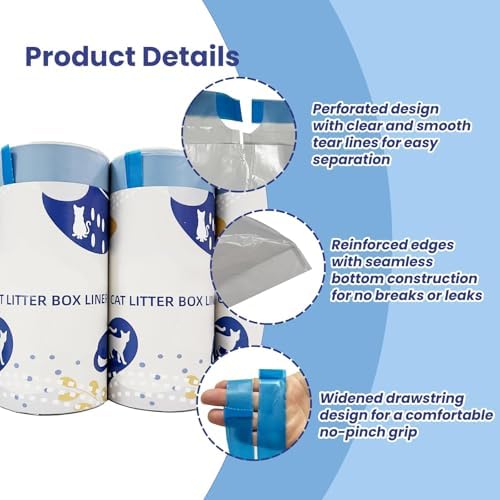 80 Count Cat Litter Liner Bags Compatible with Neakasa and PetPivot AutoScooper 11 Open-Top Pet Automatic Self Cleaning Cat Litter Box, Waste Bags, 27"x13"Heavy Duty Replacement Trash Bags - Image 2