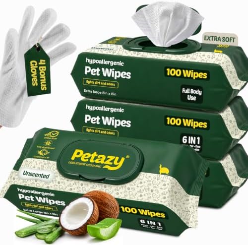 Petazy Pet Wipes for Dogs & Cats - Paws, Ears & Butt Cleaning, 400 Count by Petazy