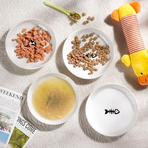 Ceramic Cat Bowls – Whisker Friendly, Anti-Vomiting Food Plates for Indoor Cats, Safe & Hygienic Cat Dishes, Stylish Ceramic Cat Food Bowls Set(6 Pack) - Image 5