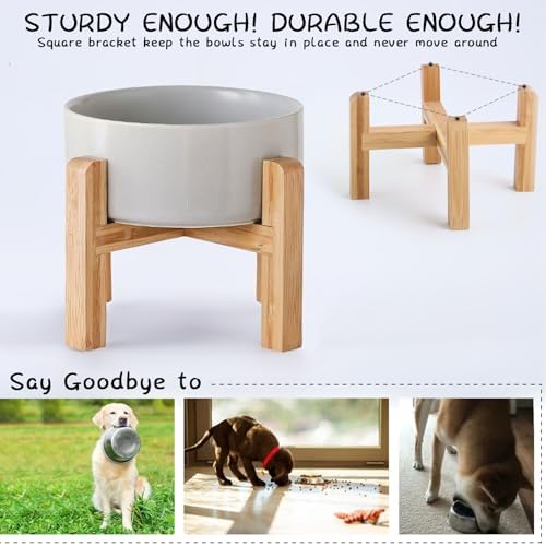 Petygooing 28 OZ Grey Elevated/Raised Ceramic Dog Bowl for Small and Medium Breeds, Dog Food Water Dish with Stand,Pet Feeding Bowl with Anti Slip Rubber for Cats Small and Medium Dogs (3.6 Cups) - Image 2