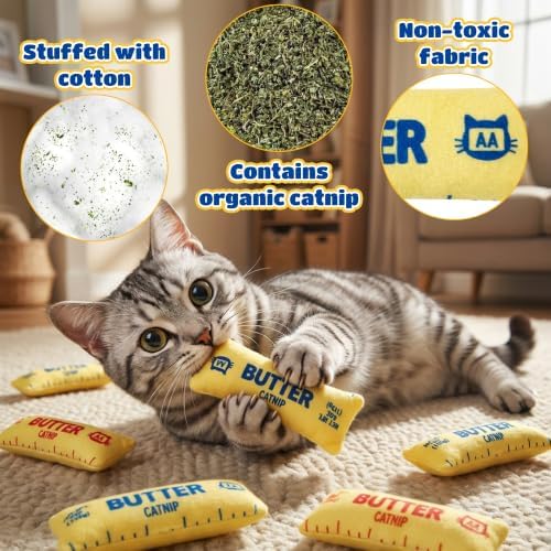2Pcs Butter Catnip Crinkle Paper Sound Toys for Cat, Catmint Cat Toy Gift - Image 3