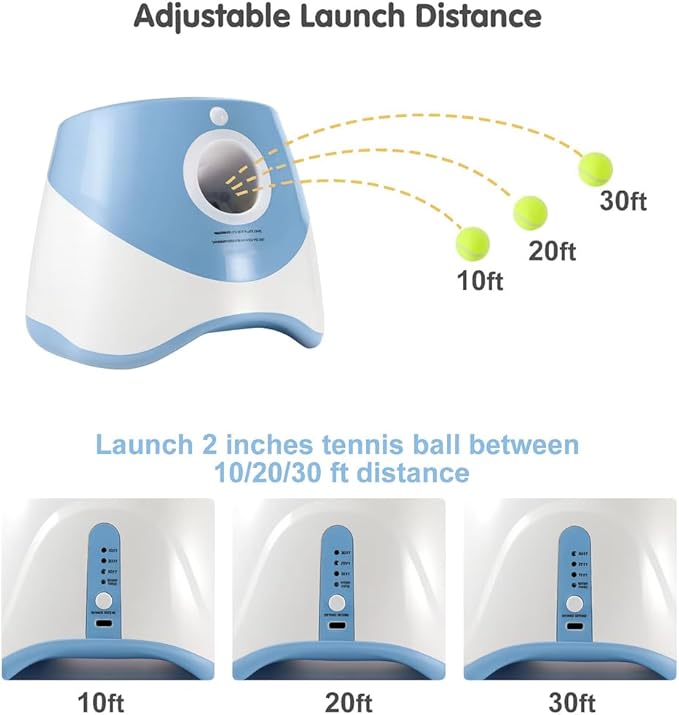 Automatic Ball Launcher Dogs: Interactive Fetch & Training Tool, Smart Mini Tennis Ball Thrower with 3-Setting Distance Control, Ultimate Self-Play Fetch Machine: Independent Fun & Exercise, Blue