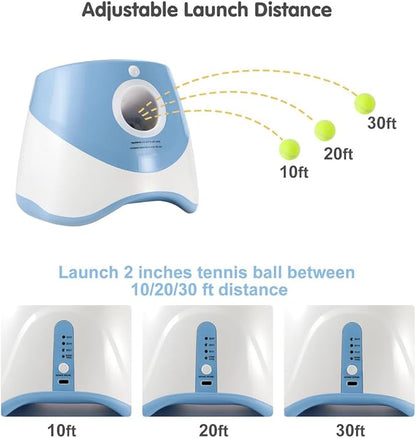 Automatic Ball Launcher Dogs: Interactive Fetch & Training Tool, Smart Mini Tennis Ball Thrower with 3-Setting Distance Control, Ultimate Self-Play Fetch Machine: Independent Fun & Exercise, Blue
