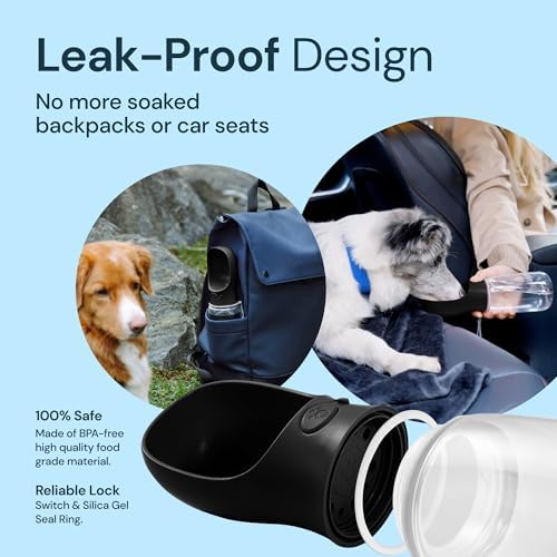 MalsiPree Dog Water Bottle Dispenser - 12 oz Black, Leak-Proof - Image 3