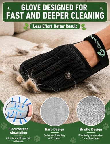 Pet Hair Removal Glove - Removes Cat & Dog Hair from Furniture, Sofa, Carpet, Clothes, Curtains & Pet Beds, Reusable Lint and Fur Remover mitt for Home Cleaning, 1 Pack - Image 3