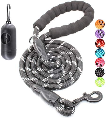 BAAPET 2/4/5/6 FT Dog Leash with Comfortable Padded Handle and Highly Reflective Threads for Small Medium and Large Dogs (6FT-1/2'', Black) by BAAPET