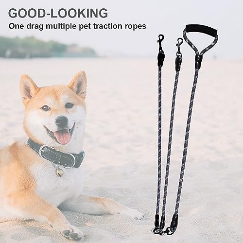 Dual Dog Leash, Reflective Heavy Duty Two Dog Leash for Small Medium Large Dogs, 2 Dog Leashes, 360° Swivel Tangle Free with Comfortable Handle, Support Add to Multiple Rope, Black - Image 5