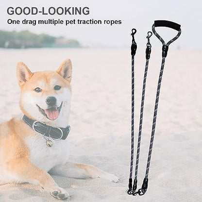Dual Dog Leash, Reflective Heavy Duty Two Dog Leash for Small Medium Large Dogs, 2 Dog Leashes, 360° Swivel Tangle Free with Comfortable Handle, Support Add to Multiple Rope, Black - Image 5