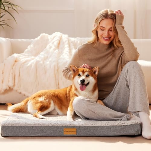 Patas Lague Orthopedic Large Dog Bed Washable Pet Sofa Mat 48''X30'' Ivory - Image 2