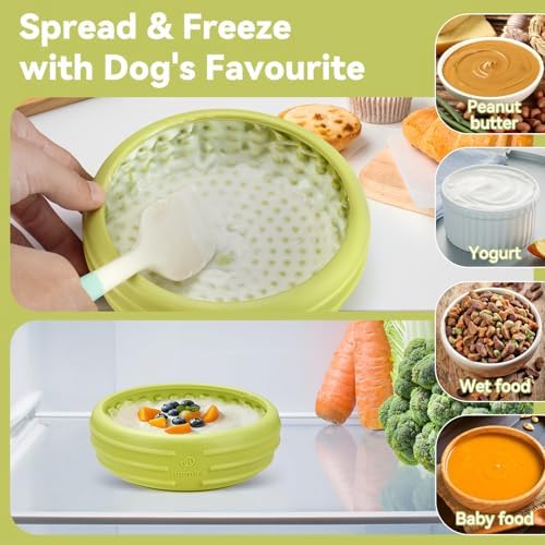 Dog Lick Bowl, Animire Freeze Lick Mat for Dogs, Non-Slip Slow Feeder Licking Bowl Enrichment Treat for Distraction Anxiety Relief, Food Grade Silicone, Dishwasher Safe(Green,S) - Image 3