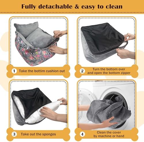 Dog Car Seats for Small Medium Sized Dogs Carseat for Car Funny Fuzzy Pet Dog Booster Car Seat Puppy Under 31 Lbs with Soft Plush Cushion&Washable Removable Cover - Image 4