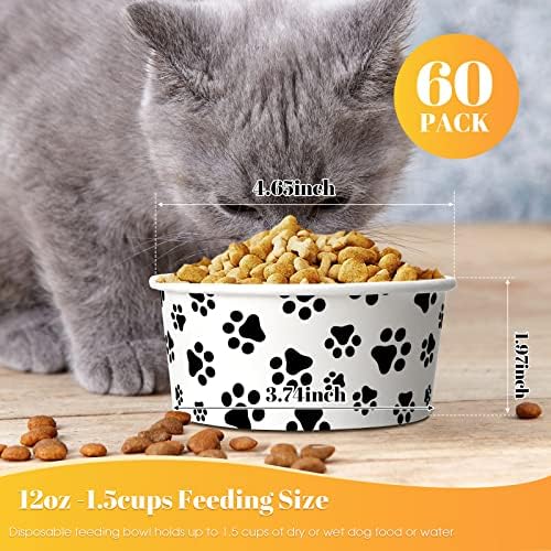 Potchen 60 Pieces Disposable Pet Bowls, Paper, Small Dog Bowls with Cute Pattern, Suitable for Dry and Wet Food, Picnic, Camping, Travel - Image 2
