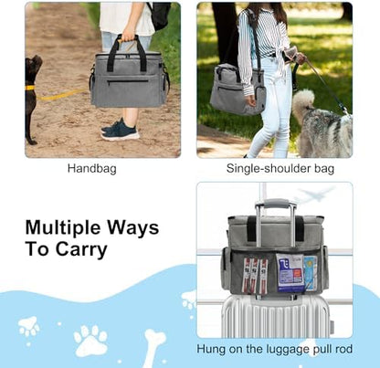 MYDAYS Dog Travel Bag, Pet Luggage Suitcase, Weekend Tote Carrier with Collapsible Bowl (Gray) - Image 4