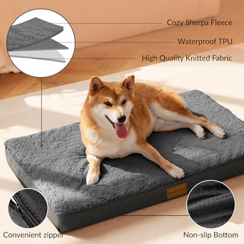 Patas Lague Orthopedic Large Dog Bed Pet Sofa Mat 48''X30'' Dark Grey - Image 3