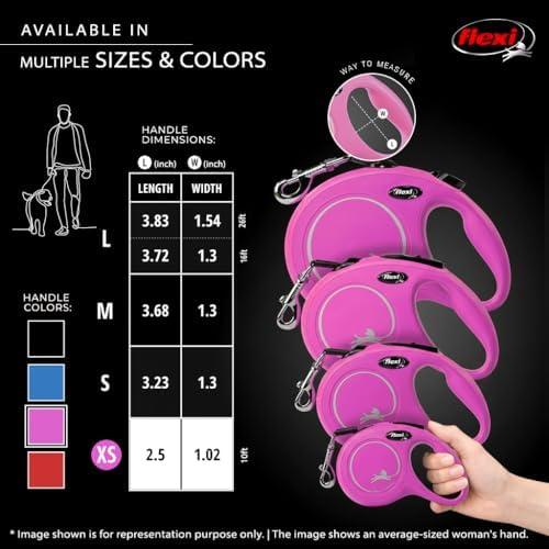 FLEXI® Classic XS Cord Retractable Dog Leash, 3-Finger Grip, 10 ft - Pink - Image 5