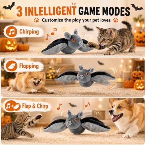 Flying Bat Dog Toy,Flying Bat Toy for Dogs & Cats,Flapping Wings Cute Bat - Image 3