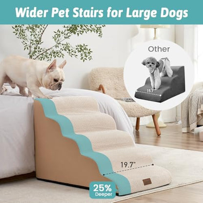 COZY KISS Extra Wide Dog Stair for Small Dog, 5 Step Pet Ramp for Bed - Image 2