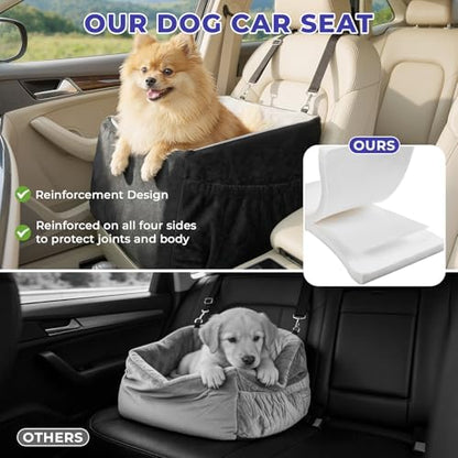 BurgeonNest Small Dog Car Seat for Dogs Up to 25 lbs (Black Grey) - Image 2
