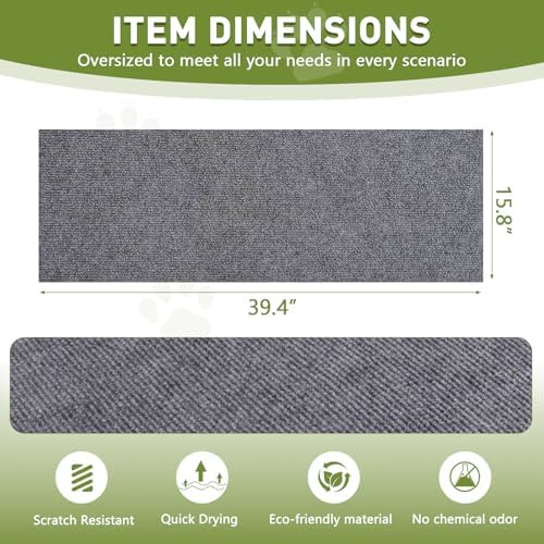 Cat Scratch Furniture Protector for Couch, Wall & Door Guard, Trimmable Self-Adhesive Scratch Pad, DIY Climbing Mat, Deterrent, Scratching Post Replacement (39.4''x15.8'', Light Gray) - Image 2