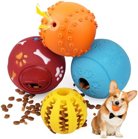 PrimePets Dog Puzzle Toy 4 Pack, Interactive Treat Dispensing Dog Toys, Slow Feeder Ball for Small Dogs and Puppies, Enrichement Toy Balls for Teething, Fetching and Playing by PrimePets