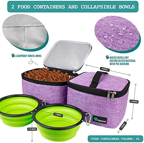 PetAmi Dog Travel Bag Organizer, Pet Supplies Tote Diaper Bag, Purple Large - Image 3