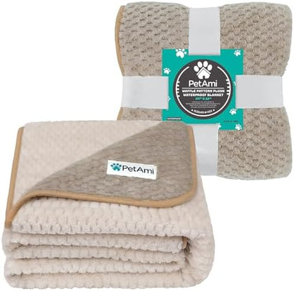 PetAmi Waterproof Dog Blanket, Leakproof Puppy Blanket, 24x32 Taupe Beige - Image 2