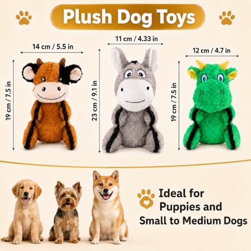 Drmstow 3-Pack Squeaky Plush Dog Toys for Small and Medium Dogs - Image 3