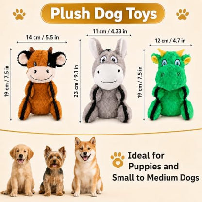 Drmstow 3-Pack Squeaky Plush Dog Toys for Small and Medium Dogs - Image 3