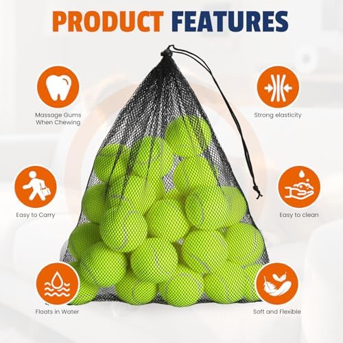FURWEY Yellow Tennis Balls for Dogs, 2.5 inches, 80 Pack, Non Squeaky - Image 3