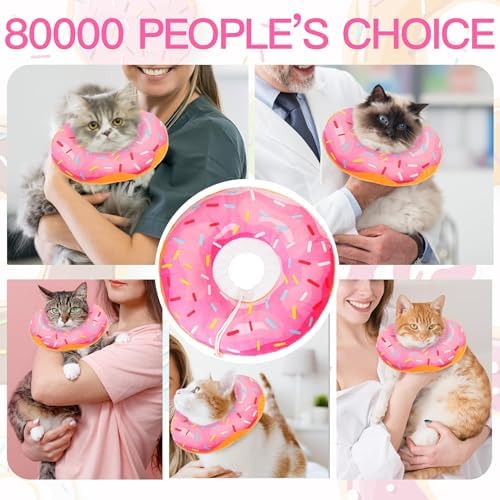Cat Cone Collar Soft, Adjustable Cat Recovery Collars Spay Cones to Stop Licking, Cute Kittens Donut E Collar After Surgery, Anti-Lick Wound Healing Elizabetan Collars for Kittens (Pink, Small) - Image 6
