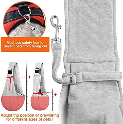 Tomkas Dog Cat Carrier Sling Zip Pocket & Adjustable Strap(M,Gray) - Image 6