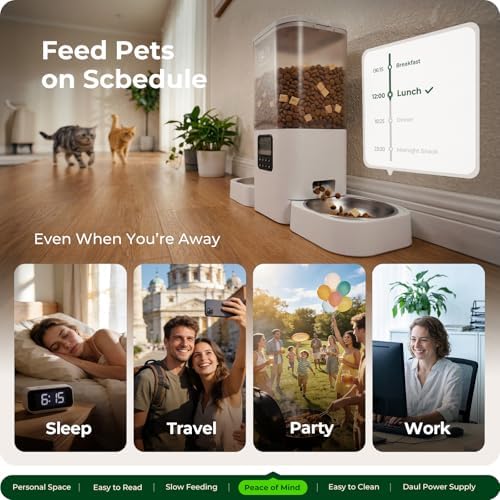 Frienhund Timed Automatic Cat Feeder 2 Cats with Slow Feed: Dual Automatic Dog Feeder with Information Visualization, Programmable Auto Cat Food Dispenser for Multiple Pets,Detachable for Clean-29 Cup - Image 5
