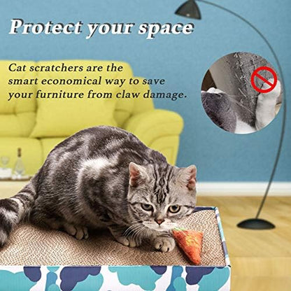 PEEKAB Cat Scratcher Cardboard Reversible Scratching Board Kitty Corrugated Scratching Pad Bed Catnip Included XXL 3PCS - Image 3
