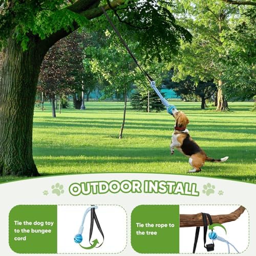 Dog Bungee Toy 5.2ft for Medium Dogs,Interactive Dog Tug of War Toys Set, Bungee Tether Set with Rope & Ball for Hanging on Trees, Doors,Not for Aggressive Chewers - Image 5
